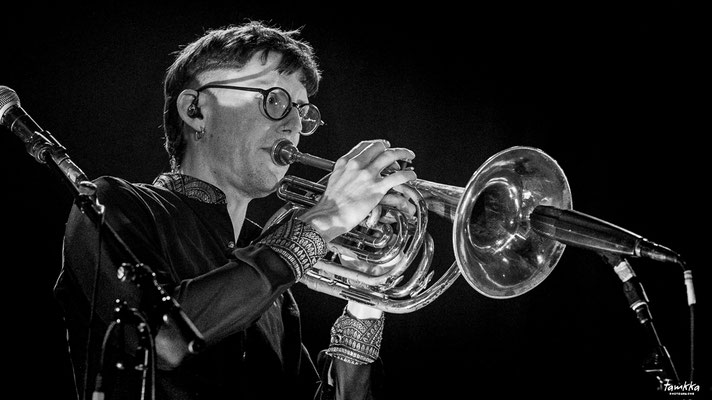 Vianney Desplantes, euphonium, flugabone, chœurs; Kolinga, Festival Jazz360, vendredi 6 juin 2025, Camblanes-et-Meynac. ©-tamkkaphoto