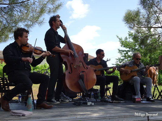 Le Festival Jazz360 2025 accueille Djangophil quartet. Dimanche 15 juin 2025, Quinsac, Festival Jazz360. © Philippe Desmond