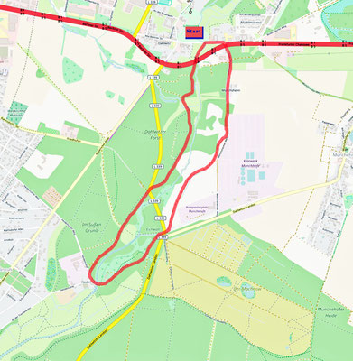 Wanderrunde Erpetal bei Berlin von der B1 aus