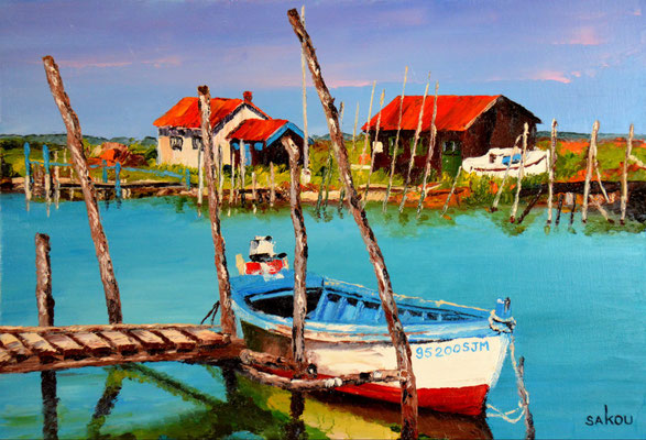 Ile d'Oléron, cabanes d'ostréiculteurs - 55x38 cm - SKOAQT5P10 - Disponible 
