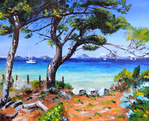 Porquerolles, vers la plage - 61x50 cm - SKOPRV31F12 - Disponible
