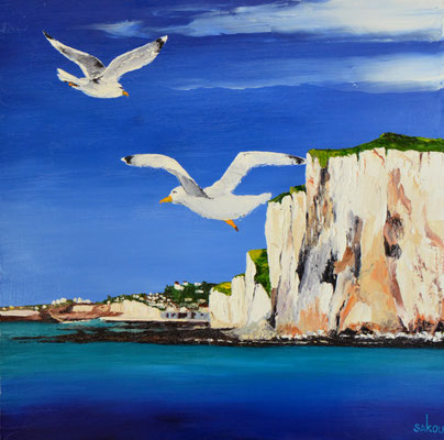 Vols de mouettes sur la falaise - 60x60 cm - SKOCAO2C6 - Disponible