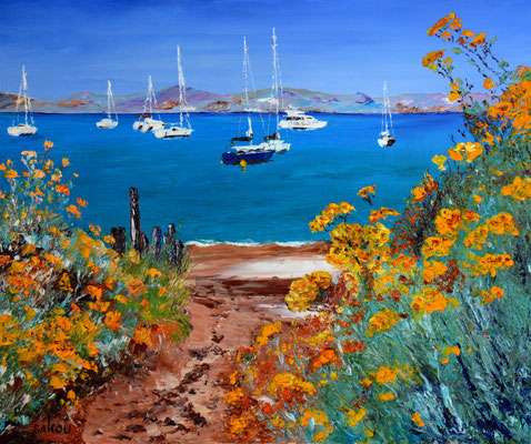 Plage à Porquerolles au printemps - 55x46 - SKOPRV32F10 - Disponible