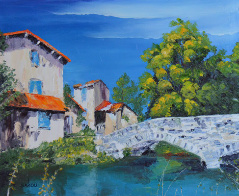 Pont de Capartel en Auvergne,vue avant - 46x38 cm - SKOBFR11F8 - Disponible