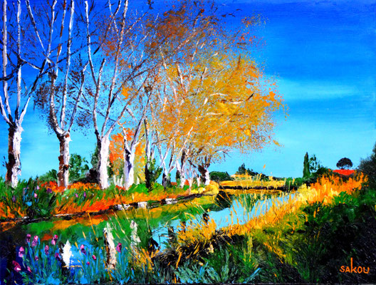 Au bord de la rivière - 61x46 cm - SKOBFR12P12 - Disponible