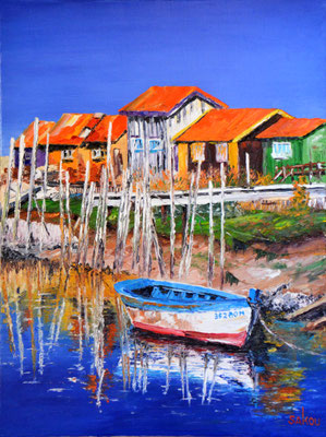 La Tremblade, barque isolée - 61x46 cm - SKOAQT8P12 - Disponible