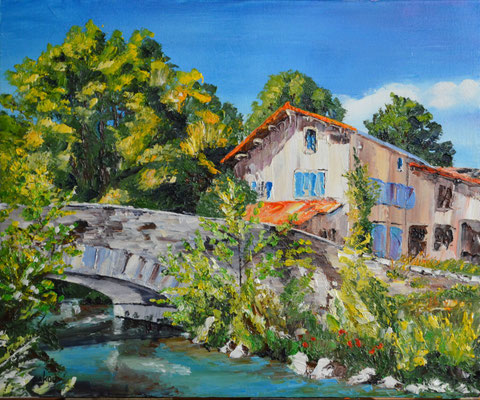 Pont de Capartel en Auvergne, vue arrière - 46x38 cm - SKOBFR10F8 - Indisponible