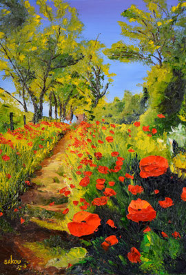 Chemin aux coquelicots - 55x38 cm - SKOBFR13P10 - Disponible