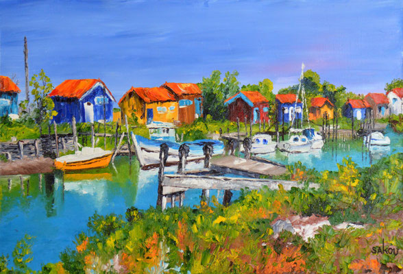 Ile d'Oléron, alignement de cabanes - 55x38 cm - SKOAQT6P10 - Disponible 