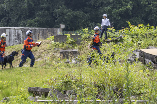 現地本部の方針に沿ってチーム毎に捜索（JKC)