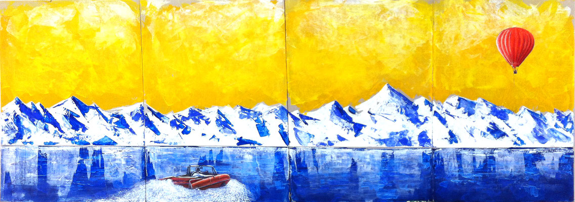 follow me, 120x50cm,  Acryl auf Graupappe