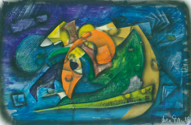 Rabe, 30x21cm, Mischtechnik