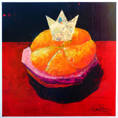 Leberkäs König, 50x50cm, Acryl gespachtelt auf Leinen