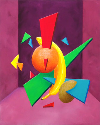 Stilleben mit Orange, 80x100cm, Acryl auf Leinwand