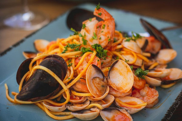Mediterrane Pasta mit Meeresfrüchten