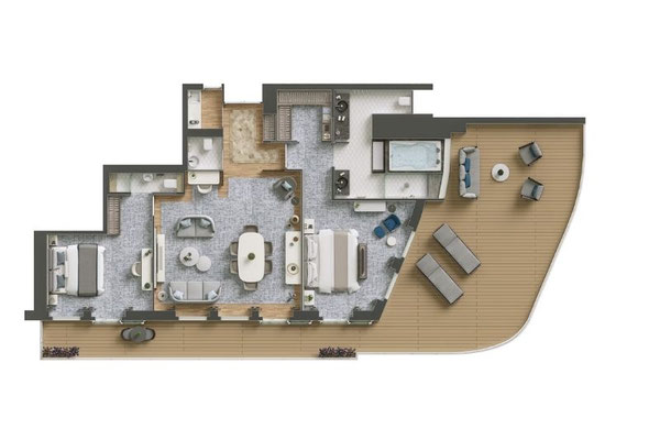 Silversea Silver Endeavour Owner's Suite Grundriss