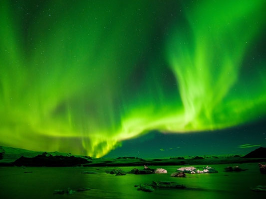 Grüne Aurora Borealis in der Antarktis