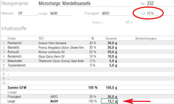 Rezept Mandelhaarseide mit 10% LU