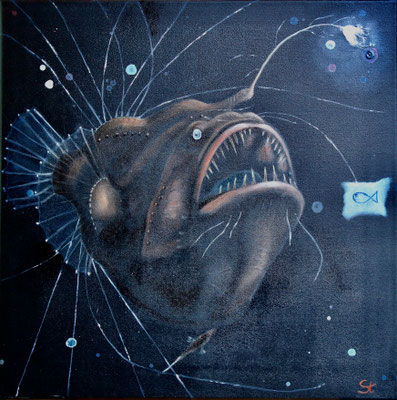 Fan-fin monkfish, Öl auf Leinwand, 50x50 cm