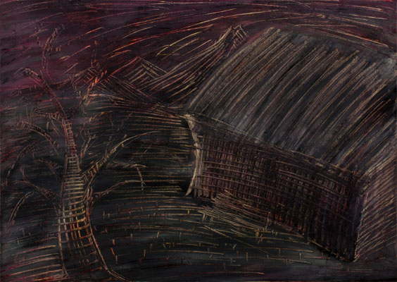 Die Bambushütte, Papier, 29,7 x 42 cm