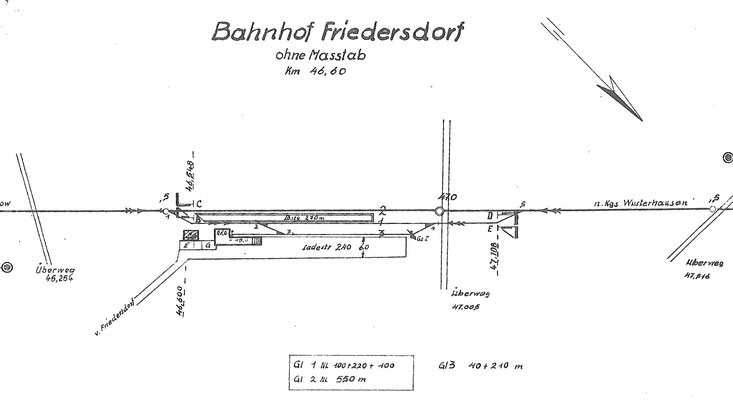 1982: Gleisplan Bahnhof Friedersdorf