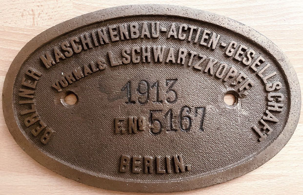 Fabrikschild von P8 38 1528, 1913