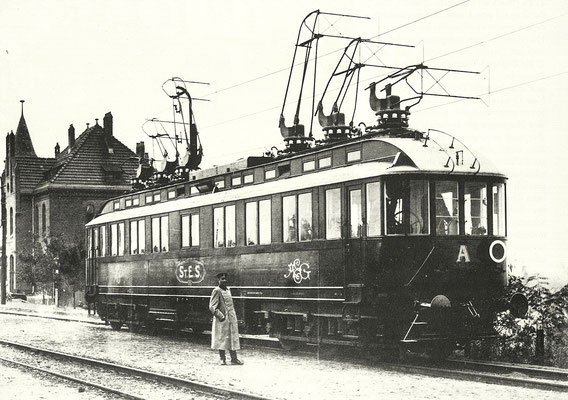1903: Elektrischer Schnellfahrtriebwagen der AEG (Wagen A) in Zossen