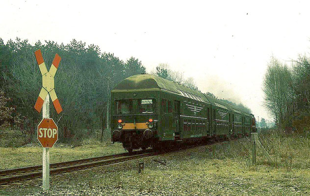 Ein reiner DR-Zug mit vierteiliger Doppelstockgarnitur und V100 (201) in Kablow: März 1991