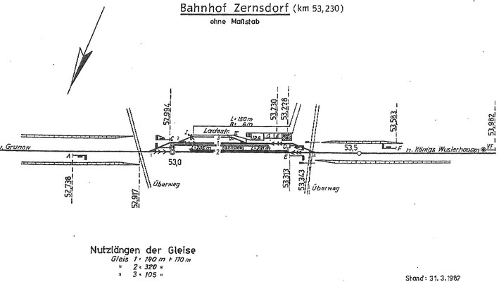1982: Gleisplan Bahnhof Zernsdorf