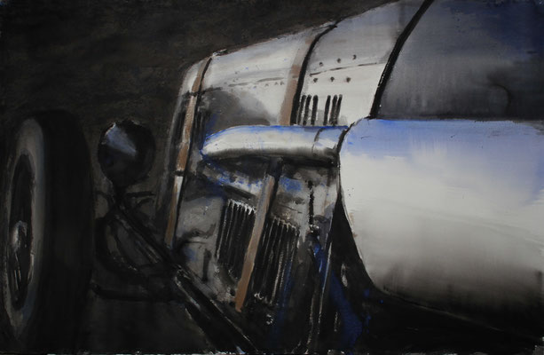 "Oldtimer"    Mischtechnik, Arches-Bütten, Grain Torchon  66x102 cm