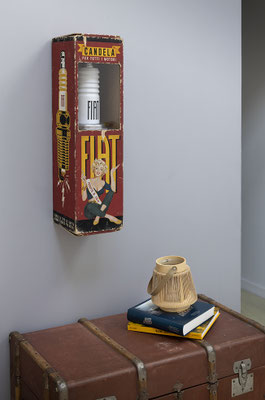 SPARK PLUG FIAT  Collage papier, techniques mixtes & impression 3D sur support bois. 73 cm x 20 cm x 20 cm. 2025