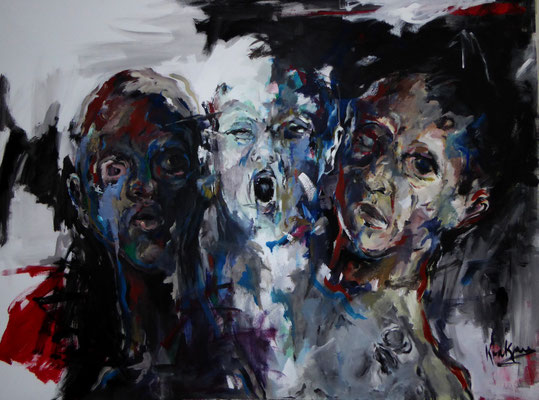 Trio Infernale, 120 x 160  Acryl a. Lw.