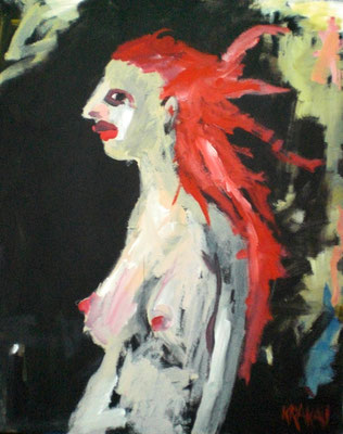 Rote Haare, 100 x 80  Acryl a. Lw.