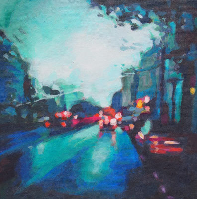 aus dem Taxi, Acryl auf Leinwand 30 x 30, 2014 