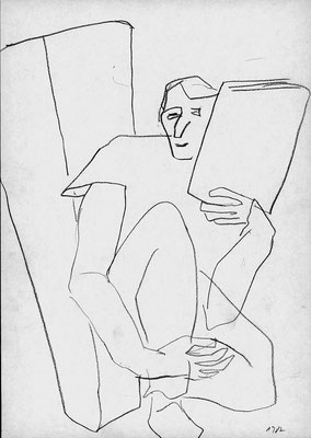 Bei den Proben zu Franz Kafkas »Beschreibung eines Kampfes«, 21 cm x 29,7 cm, Graphitstift auf Papier, Sommer 1987
