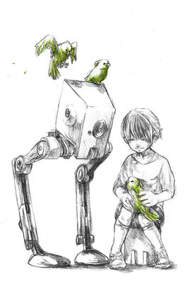 機械と女の子と鳥