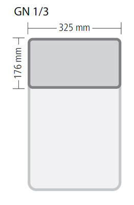 Genormte Abmessungen eines GN 1/3 Behälters aus Polypropylen
