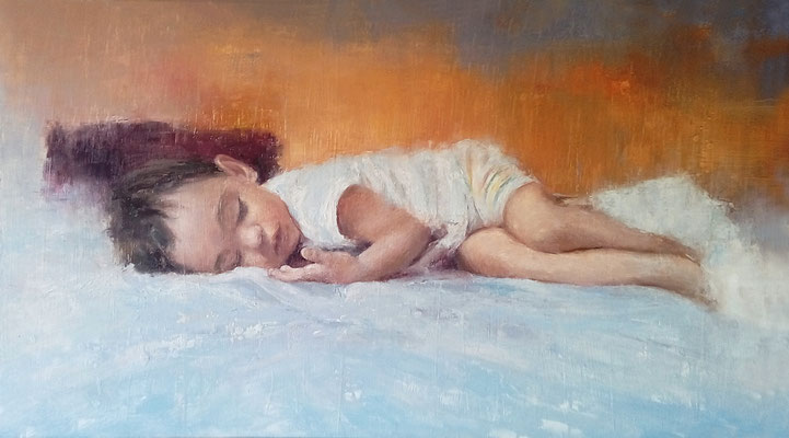 Alex sleeping......   100x60cm.   Oleo sobre panel.  Oil on panel.