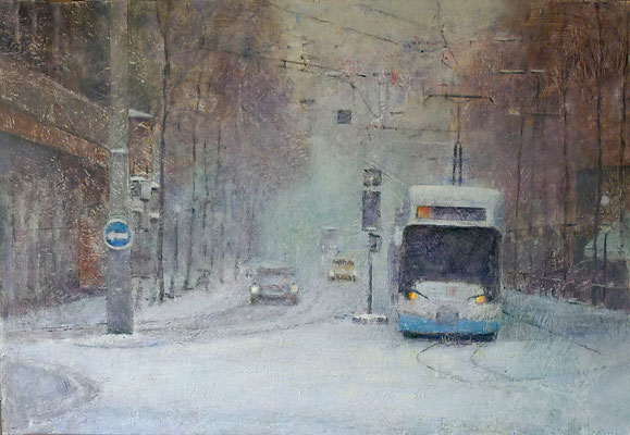 Zurich con nieve. 72x50cm.  Oleo sobre panel.  Oil on panel.