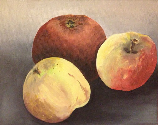 drei Äpfel, B 30 x H 24 cm, Öl auf Leinwand, 270,-- €