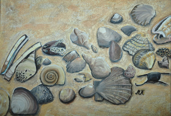 Muscheln, B 60 x H 40 cm, Öl und Sand auf Leinwand, 180,-- €