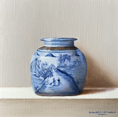 Azul y Blanco, Tibor Camino, Oleo sobre tabla, Medidas 15,5 x 15,5 cm.