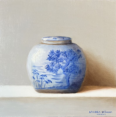 Azul y Blanco, Tibor Arbol 2, Oleo sobre tabla, Medidas 15,5 x 15,5 cm.
