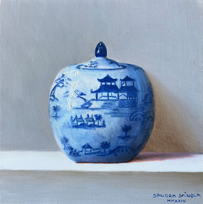 Azul y Blanco, Tibor IV, Oleo sobre tabla, Medidas 15,5 x 15,5 cm.