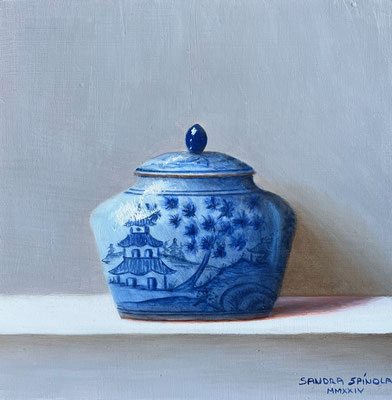 Azul y Blanco, Tibor V, Oleo sobre tabla, Medidas 15,5 x 15,5 cm.