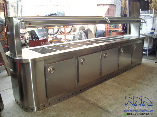 Muebles de acero inoxidable para cocinas industriales, comedores y restaurantes, tarjas de acero, mesas de trabajo de acero, campanas de acero inoxidable