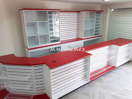 Mostradores de madera para tiendas, papelerías y farmacias