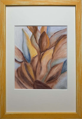 fertiggestellt 2025 - Titel: Florale Abstraktion I - Format m. Passepartout im Rahmen 23 x 33 cm - Preis 90,00 €