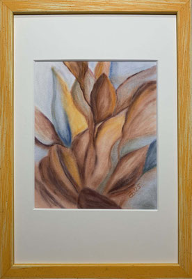 fertiggestellt 2025 - Titel: Florale Abstraktion I - Format m. Passepartout im Rahmen 23 x 33 cm - Preis 90,00 €