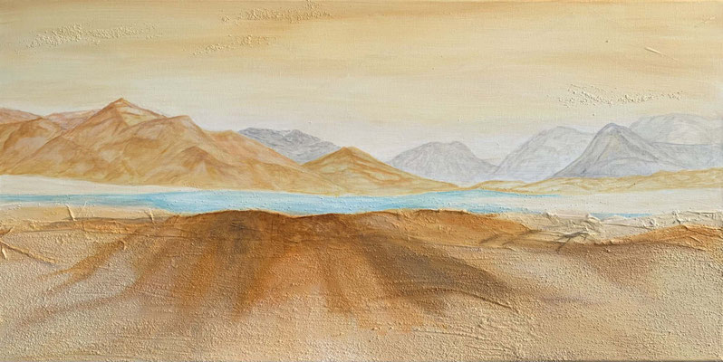 fertiggestellt 2025 - Titel: Meditative Landschaft - Größe: 50 cm x 100 cm - Preis 290,00 €